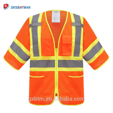 Hot Selling Road Safety Warning High Visibility Reflective Waistcoat Fluo Gilet Hi Vis Safety Vest With Pockets